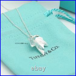 Authentic Tiffany & Co. Maple Leaf Necklace Pendant 16.5 Silver 925 withPouch