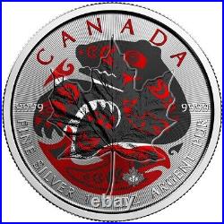 BEAR SALMON COLOURED CANADIAN MAPLE LEAF 2017 GOLD GILDED 1oz SILVER COIN LIM/ED