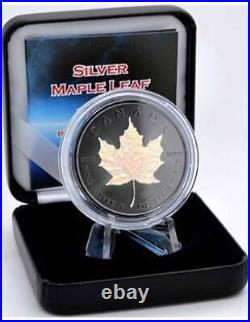 BLACK HOLOGRAPHIC Maple Leaf 1 Oz Silver Coin 5$ Canada 2023