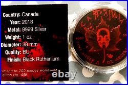 BLOOD SKULL MAPLE LEAF 1oz 999 SILVER COIN $5 2018 (NUMBER 059)