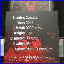 BLOOD SKULL MAPLE LEAF 1oz 999 SILVER COIN $5 2018 (NUMBER 059)