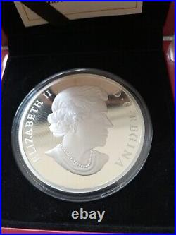 BOXED 2015 CANADA SILVER Hologram FIVE OUNCE $50 MAPLE LEAVES COIN + CERTIFICATE