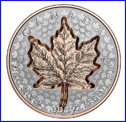 BU 2022 Canada Royal Mint Super Incuse Maple Leaf 1 oz Silver Rose Gold $20 Coin