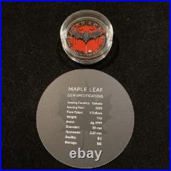 Bat 1 Oz Silver Maple Leaf with Swarovski Gems ONLY 100 MINTAGE JVP Coins