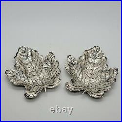 Blackinton Sterling Silver Nut Dish Set of 2 Maple Leaf Design #501