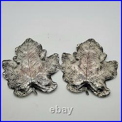 Blackinton Sterling Silver Nut Dish Set of 2 Maple Leaf Design #501