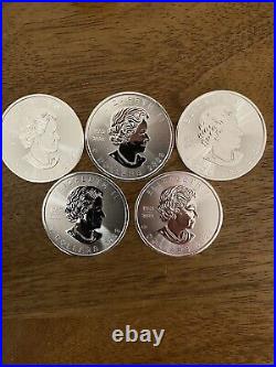 Bundle Of 5 2023 Canada 1 oz Silver 9999 Maple Leaf coin Lot 2