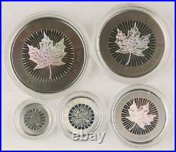 CANADA 2003 1.9 Oz ASW Silver Maple Leaf Hologram 5 COIN GEM BU SET +COA & BOX