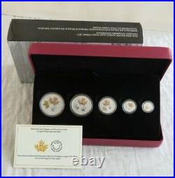 CANADA 2016.9999 FINE SILVER FRACTIONAL 5 COIN MAPLE LEAF SET complete