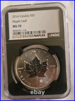 CANADA MAPLE LEAF S$5 MS70 NGC 2016 1oz silver