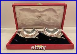 CARTIER Vintage Sterling Silver Maple Leaf Candy Nut Dish Set-with Original Box