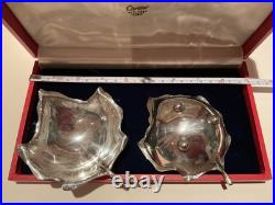 CARTIER Vintage Sterling Silver Maple Leaf Candy Nut Dish Set-with Original Box