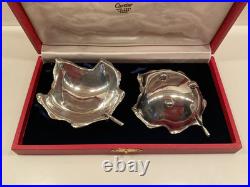 CARTIER Vintage Sterling Silver Maple Leaf Candy Nut Dish Set-with Original Box