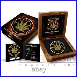 Canada 1 oz SATIVA CANNABIS Burning MARIJUANA $5 Silver Coin MAPLE LEAF 2016