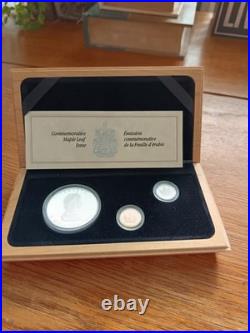 Canada 1989 Commemorative Platinum Gold Silver Maple Leaf Issue 3 Coin Set