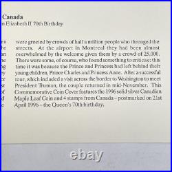 Canada 1996 Queen Elizabeth II 70th Birthday Silver Maple Leaf Coin Cover