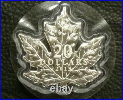 Canada 1oz. 9999 Silver Proof Maple Leaf Shaped $20 2015 in display, Boxed + COA