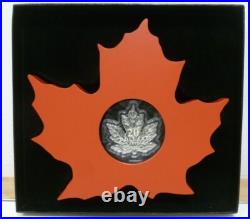 Canada 1oz. 9999 Silver Proof Maple Leaf Shaped $20 2015 in display, Boxed + COA