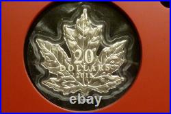 Canada 1oz. 9999 Silver Proof Maple Leaf Shaped $20 2015 in display, Boxed + COA