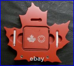 Canada 1oz. 9999 Silver Proof Maple Leaf Shaped $20 2015 in display, Boxed + COA