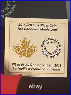 Canada $20 2015 Maple Leaf Fine Silver Coin In Maple Leaf Display Case