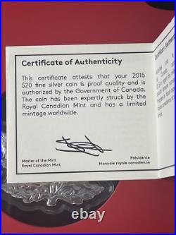 Canada $20 2015 Maple Leaf Fine Silver Coin In Maple Leaf Display Case