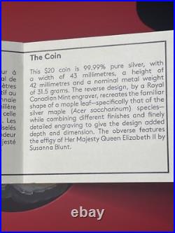 Canada $20 2015 Maple Leaf Fine Silver Coin In Maple Leaf Display Case