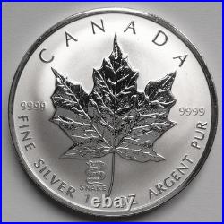 Canada 2001 Maple Leaf Snake Privy Mark Silver $5 Coin 1oz Uncirculated