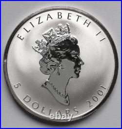 Canada 2001 Maple Leaf Snake Privy Mark Silver $5 Coin 1oz Uncirculated