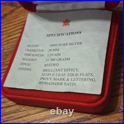 Canada 2002 Silver Maple Leaf $5 Coin Horse Privy Mark. 9999 31.39g