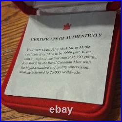 Canada 2002 Silver Maple Leaf $5 Coin Horse Privy Mark. 9999 31.39g