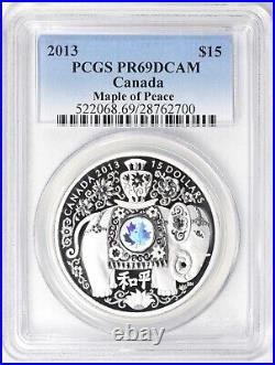 Canada 2013 $15 Silver Hologram Maple Leaf of Peace PCGS PR69 $158.88