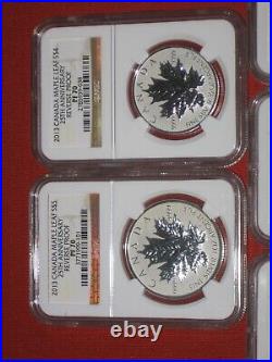 Canada 2013 25th Anniversary Reverse Proof Maple Leaf Set Ngc Pf70 Fractional