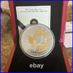 Canada 2013 Maple Leaf 25th Anniversary $50 Silver Proof 5oz Coin Box & COA