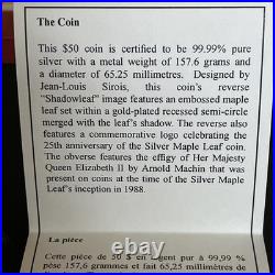 Canada 2013 Maple Leaf 25th Anniversary $50 Silver Proof 5oz Coin Box & COA