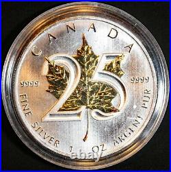 Canada 2013 Silver Maple Leaf 25th Anniversary with GILDET Leaf