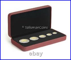 Canada 2014 5 Coin MAPLE LEAF FRACTIONAL SET 24-Karat Gold Plated Pure Silver
