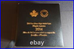 Canada 2014 $50 Proof Relief Maple Leaves, Fine (0.999) Silver, Low Limit, Exc