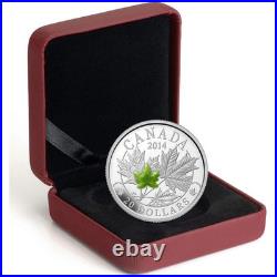 Canada 2014 Majestic Maple Leaf Jade $20 1 Oz Pure Silver Proof in Box Full OGP