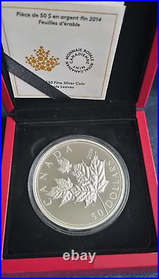 Canada 2014 Maple Leaf $50 999 Silver Proof High Relief 5oz Coin Box