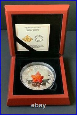 Canada 2016, 5 Oz. $50 Fine Silver Coin MURANO MAPLE LEAF AUTUMN RADIANCE