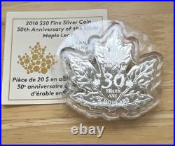 Canada 2018 $20 Fine Silver Coin 30th Anniversary of the Silver Maple Leaf