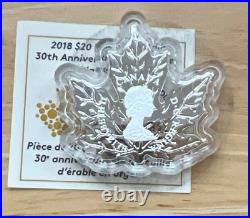 Canada 2018 $20 Fine Silver Coin 30th Anniversary of the Silver Maple Leaf