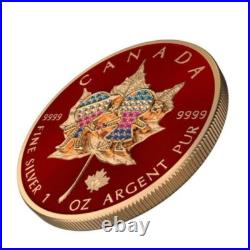 Canada 2019 5usd Maple Leaf Valentine's Day 1 Oz Bejeweled Silver Coin