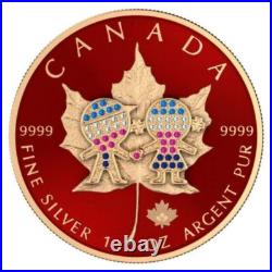 Canada 2019 5usd Maple Leaf Valentine's Day 1 Oz Bejeweled Silver Coin