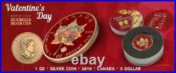 Canada 2019 5usd Maple Leaf Valentine's Day 1 Oz Bejeweled Silver Coin