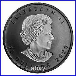 Canada 2020 20$ Rhodium-Plated Incuse Silver Maple Leaf 1 oz. Pure Silver Coin