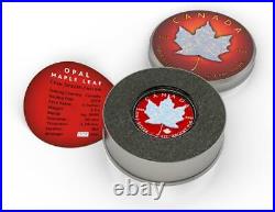Canada 2020 5$ Maple Leaf Space RED 1 Oz Silver Coin with Real OPAL Stone