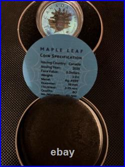 Canada 2020 Maple Leaf-Bejeweled Spider 1 Oz Silver Coin