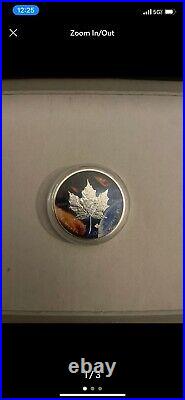 Canada 2021 Maple Leaf 1oz Ag. 9999 BU Coin Glowing Galaxy III